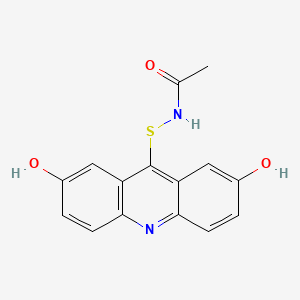 molecular formula C15H12N2O3S B12663507 2,7-Dihydroxy-9-acetamidothioacridine CAS No. 184582-64-7