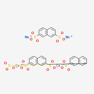 molecular formula C30H18Ca2Na2O18S6 B12663695 Naphthalene-2,7-disulphonic acid, calcium sodium salt CAS No. 93920-36-6