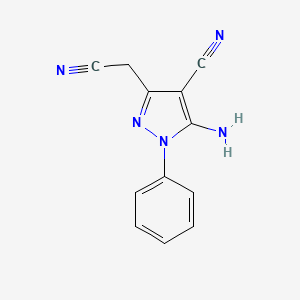 molecular formula C12H9N5 B1266370 5-amino-3-(cyanomethyl)-1-phenyl-1H-pyrazole-4-carbonitrile CAS No. 7152-40-1