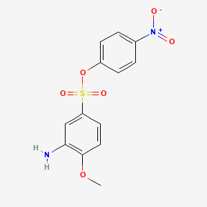 molecular formula C13H12N2O6S B12663981 p-Nitrophenyl 3-amino-4-methoxybenzenesulphonate CAS No. 94232-04-9