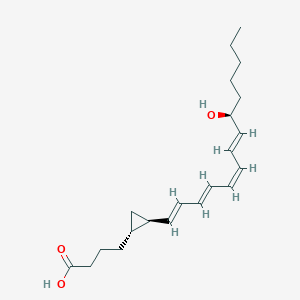 molecular formula C21H32O3 B012664 5,6-Methano-15-hydroxy-7,9,11,13-eicosatetraenoic acid CAS No. 111037-11-7
