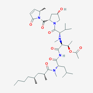 B126640 [(2R,3S)-4-[[(2S)-2-[[(2R,4R)-2,4-dimethyloctanoyl]-methylamino]-4-methylpentanoyl]amino]-3-[[(2S)-1-[(2S,4S)-4-hydroxy-2-[(2S)-2-methyl-5-oxo-2H-pyrrole-1-carbonyl]pyrrolidin-1-yl]-3-methyl-1-oxobutan-2-yl]-methylamino]-4-oxobutan-2-yl] acetate CAS No. 141205-31-4