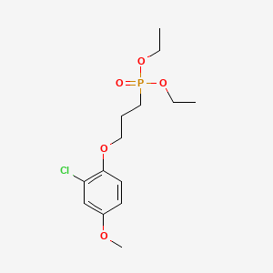 molecular formula C14H22ClO5P B12664246 Phosphonic acid, (3-(2-chloro-4-methoxyphenoxy)propyl)-, diethyl ester CAS No. 89210-90-2