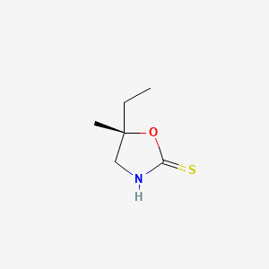 molecular formula C6H11NOS B12664404 2-Oxazolidinethione, 5-ethyl-5-methyl-, (S)- CAS No. 3690-37-7