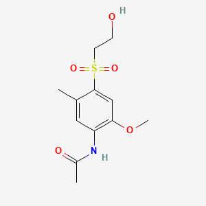 molecular formula C12H17NO5S B12664690 Acetamide, N-(4-((2-hydroxyethyl)sulfonyl)-2-methoxy-5-methylphenyl)- CAS No. 77565-50-5