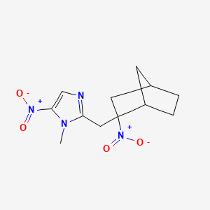 molecular formula C12H16N4O4 B12665760 1-Methyl-5-nitro-2-((2-nitrobicyclo(2.2.1)hept-2-yl)methyl)-1H-imidazole CAS No. 97945-37-4