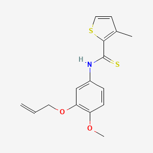 molecular formula C16H17NO2S2 B12665769 2-Thiophenecarbothioamide, N-(4-methoxy-3-(2-propenyloxy)phenyl)-3-methyl- CAS No. 178870-17-2