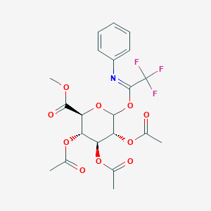 molecular formula C21H22F3NO10 B126662 1-(2,2,2-Trifluoro-N-phenylethanimidate)-D-glucopyranuronic Acid Methyl Ester 2,3,4-Triacetate CAS No. 869996-05-4