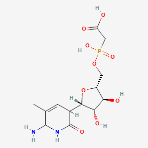 molecular formula C13H21N2O9P B12666857 2,4(1H,3H)-Pyrimidinedione, 1-(5-O-((carboxymethyl)hydroxyphosphinyl)- CAS No. 117627-14-2