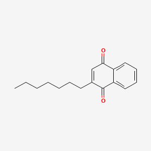 molecular formula C17H20O2 B12666898 1,4-Naphthalenedione, 2-heptyl- CAS No. 41245-45-8