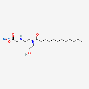 molecular formula C18H35N2NaO4 B12667012 Sodium N-(2-((2-hydroxyethyl)(1-oxododecyl)amino)ethyl)glycinate CAS No. 94087-04-4