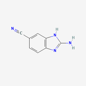 molecular formula C8H6N4 B1266769 2-氨基-1H-苯并[d]咪唑-5-碳腈 CAS No. 63655-40-3