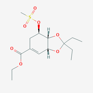 molecular formula C15H24O7S B126683 （3aR,7R,7aR）-2,2-二乙基-7-甲磺酰氧基-3a,6,7,7a-四氢-1,3-苯二氧杂环-5-羧酸乙酯 CAS No. 204254-90-0