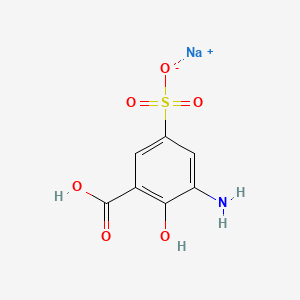 molecular formula C7H6NNaO6S B12668326 Sodium hydrogen 3-amino-5-sulphonatosalicylate CAS No. 85959-65-5