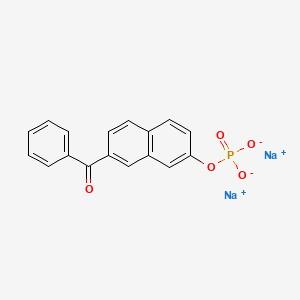 molecular formula C17H11Na2O5P B12668937 Disodium 2-benzoyl-7-naphthyl phosphate CAS No. 84255-36-7