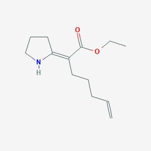 molecular formula C13H21NO2 B12669673 6-Heptenoic acid, 2-(2-pyrrolidinylidene)-, ethyl ester CAS No. 118268-51-2