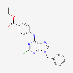 Benzoic acid, 4-((2-chloro-9-(phenylmethyl)-9H-purin-6-yl)amino)-, ethyl ester