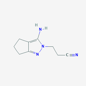 molecular formula C9H12N4 B1267076 Cyclopenta[c]pyrazole-2(4h)-propanenitrile, 3-amino-5,6-dihydro- CAS No. 56112-89-1