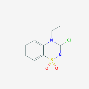 molecular formula C9H9ClN2O2S B012672 4H-1,2,4-Benzothiadiazine, 3-chloro-4-ethyl-, 1,1-dioxide CAS No. 107089-77-0