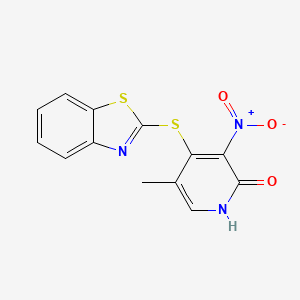 2(1H)-Pyridinone, 4-(2-benzothiazolylthio)-5-methyl-3-nitro-