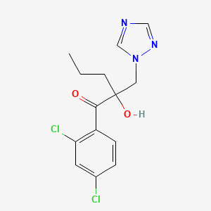 B12672559 1-Pentanone, 1-(2,4-dichlorophenyl)-2-hydroxy-2-(1H-1,2,4-triazol-1-ylmethyl)- CAS No. 107659-06-3