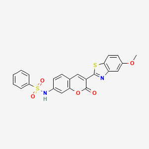 molecular formula C23H16N2O5S2 B12672758 Benzenesulfonamide, N-(3-(5-methoxy-2-benzothiazolyl)-2-oxo-2H-1-benzopyran-7-yl)- CAS No. 79009-21-5