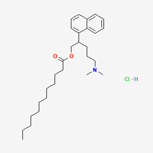 molecular formula C29H46ClNO2 B12672820 Dodecanoic acid, 5-(dimethylamino)-2-(1-naphthalenyl)pentyl ester, hydrochloride CAS No. 119585-22-7