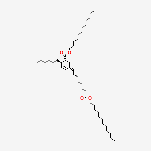 molecular formula C45H84O4 B12672965 2-Cyclohexene-1-octanoic acid, 5(or 6)-((dodecyloxy)carbonyl)-4-hexyl-, dodecyl ester CAS No. 72245-40-0