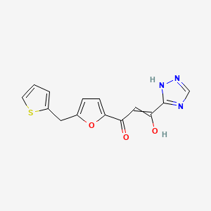 2-Propen-1-one, 3-hydroxy-1-(5-(2-thienylmethyl)-2-furanyl)-3-(1H-1,2,4-triazol-3-yl)-