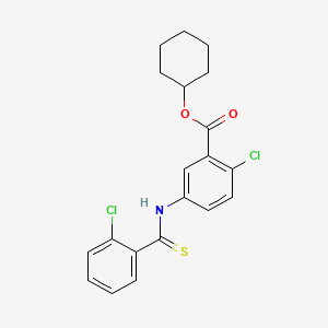 Benzoic acid, 2-chloro-5-(((2-chlorophenyl)thioxomethyl)amino)-, cyclohexyl ester