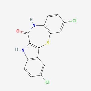 molecular formula C15H8Cl2N2OS B12673761 5H-Indolo(3,2-b)(1,5)benzothiazepin-6(7H)-one, 2,10-dichloro- CAS No. 206256-30-6