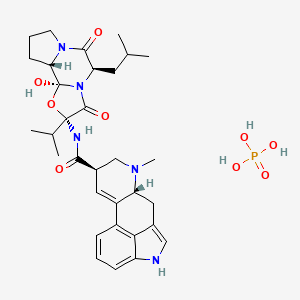 molecular formula C32H44N5O9P B12673909 12'-Hydroxy-5'alpha-isobutyl-2'-isopropylergotaman-3',6',18-trionephosphate CAS No. 6045-63-2