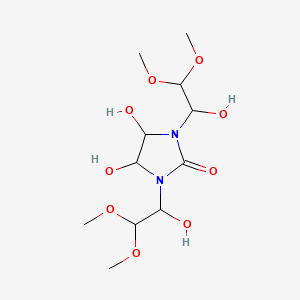 molecular formula C11H22N2O9 B12674020 2-Imidazolidinone, 4,5-dihydroxy-1,3-bis(1-hydroxy-2,2-dimethoxyethyl)- CAS No. 119914-26-0