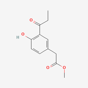 molecular formula C12H14O4 B12674083 Methyl 4-hydroxy-3-(1-oxopropyl)phenylacetate CAS No. 71662-41-4