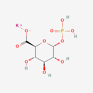 molecular formula C6H10KO10P B12674218 alpha-D-Glucopyranuronic acid, 1-(dihydrogen phosphate), potassiumsalt CAS No. 71662-14-1