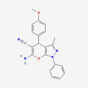 molecular formula C21H18N4O2 B1267428 6-氨基-4-(4-甲氧基苯基)-3-甲基-1-苯基-1,4-二氢吡喃并[2,3-c]吡唑-5-腈 CAS No. 53316-60-2