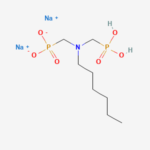 molecular formula C8H19NNa2O6P2 B12674395 Disodium dihydrogen ((hexylimino)bis(methylene))bisphosphonate CAS No. 94199-75-4