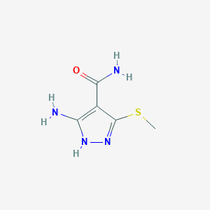 molecular formula C5H8N4OS B1267456 5-氨基-3-(甲硫基)-1H-吡唑-4-甲酰胺 CAS No. 90914-35-5