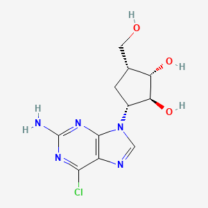 molecular formula C11H14ClN5O3 B12675238 1,2-cyclopentanediol, 3-(2-amino-6-chloro-9H-purin-9-yl)-5-(hydroxymethyl)-, (1S,2S,3R,5R)- CAS No. 108742-08-1