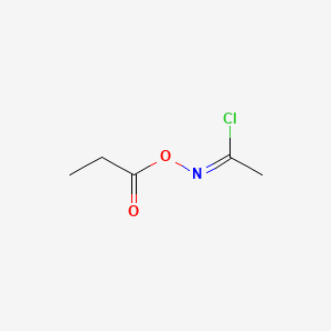 molecular formula C5H8ClNO2 B12675697 N-(1-Oxopropoxy)ethanimidoyl chloride CAS No. 126794-87-4