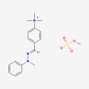 molecular formula C18H25N3O4S B12676349 Methyl N,N,N-trimethyl-4-((methylphenylhydrazono)methyl) sulphate CAS No. 81173-53-7