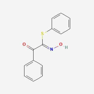 molecular formula C14H11NO2S B12676725 Benzeneethanimidothioic acid, N-hydroxy-alpha-oxo-, phenyl ester CAS No. 110097-27-3