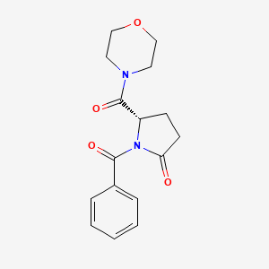 molecular formula C16H18N2O4 B12677538 (S)-4-[(Benzoyl-5-oxopyrrolidin-2-YL)carbonyl]morpholine CAS No. 94481-67-1