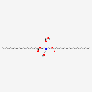 molecular formula C42H83NO5.C2H4O2<br>C44H87NO7 B12677551 (2-Hydroxyethyl)bis(2-(stearoyloxy)ethyl)ammonium acetate CAS No. 93803-15-7