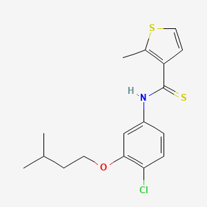 molecular formula C17H20ClNOS2 B12677561 3-Thiophenecarbothioamide, N-(4-chloro-3-(3-methylbutoxy)phenyl)-2-methyl- CAS No. 178870-49-0