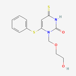 molecular formula C13H14N2O3S2 B12677575 2(1H)-Pyrimidinone, 3,4-dihydro-1-((2-hydroxyethoxy)methyl)-6-(phenylthio)-4-thioxo- CAS No. 125057-08-1