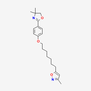 molecular formula C22H30N2O3 B12677633 Isoxazole, 5-(7-(4-(4,5-dihydro-4,4-dimethyl-2-oxazolyl)phenoxy)heptyl)-3-methyl- CAS No. 98054-14-9