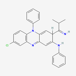 molecular formula C28H25ClN4 B12677810 2-Phenazinamine, 8-chloro-3,5-dihydro-3-((1-methylethyl)imino)-N,5-diphenyl- CAS No. 32567-43-4