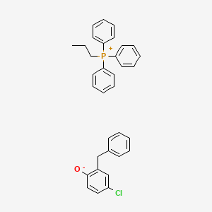 molecular formula C34H32ClOP B12677813 2-benzyl-4-chlorophenolate;triphenyl(propyl)phosphanium CAS No. 94231-13-7