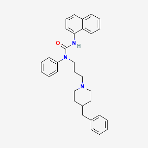 molecular formula C32H35N3O B12677826 Urea, N'-(1-naphthalenyl)-N-phenyl-N-(3-(4-(phenylmethyl)-1-piperidinyl)propyl)- CAS No. 333795-28-1